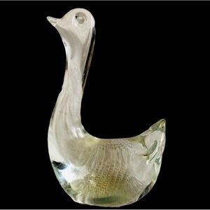 Vintage Crystal Swan Figurine 4.2 Clear Glass Swan Statue Collectible Home Decor